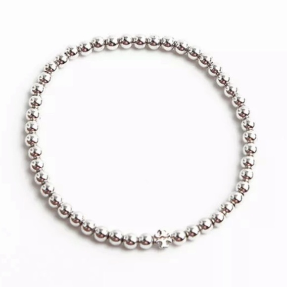 NEW Tory Burch Silver Metal Beaded Bracelet - Picture 3 of 9